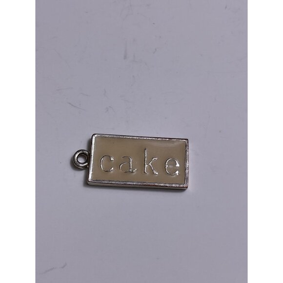 Silver Rectangular Double Sided Cake Charm Pendant For Jewelry Making Or Crafts - Picture 2 of 3